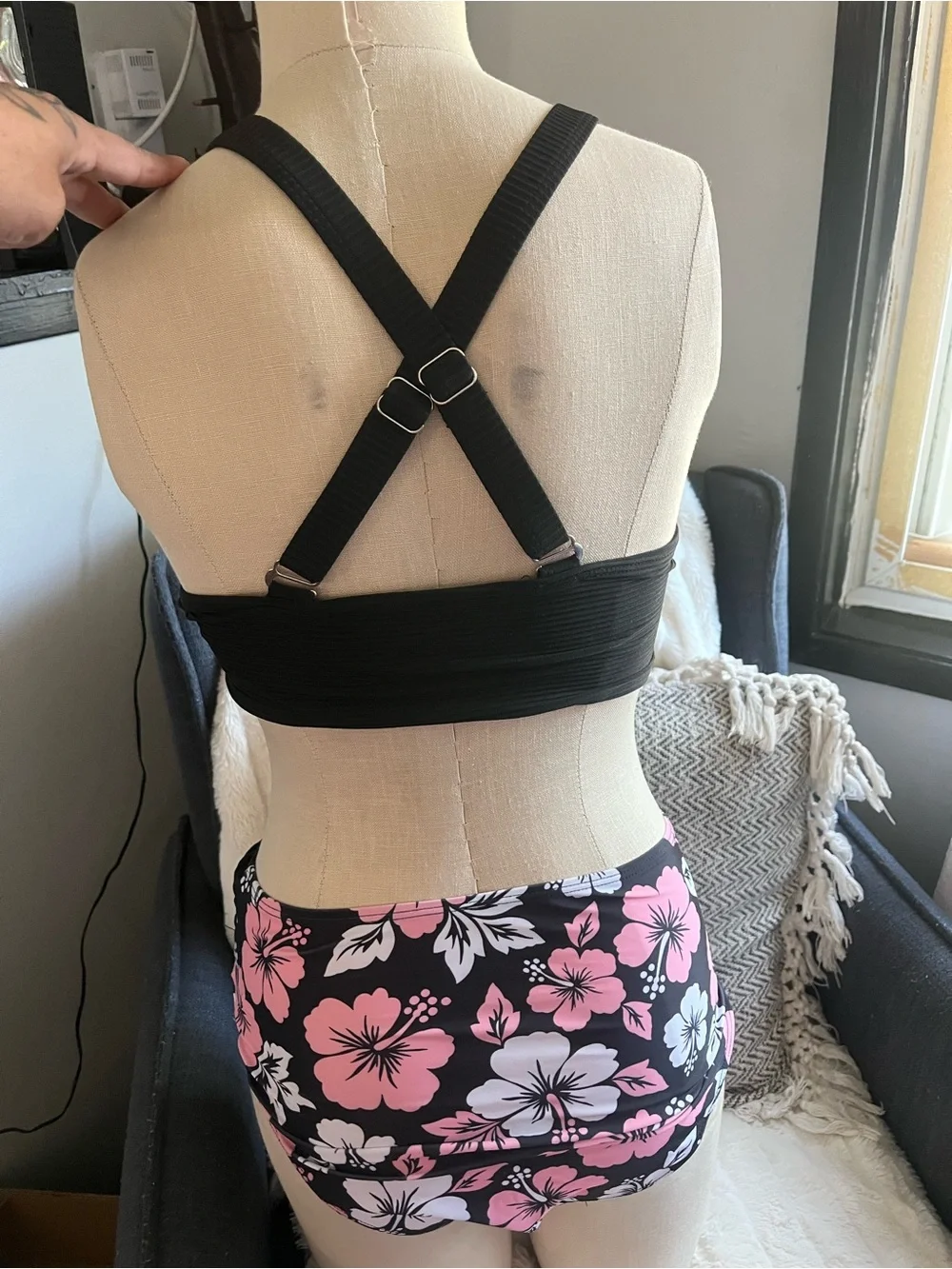 Floral Pink & Black Wrap Bikini Set - Women Intimates & Sleepwear